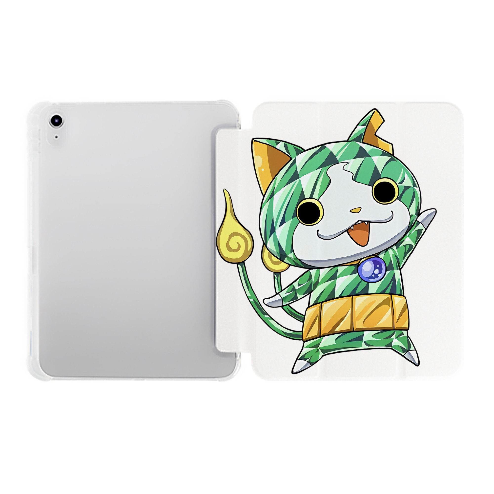 （画像用） 妖怪ウォッチ Yo-kai Watch IPad ケース ペン収納付き 三つ折りスタンド PUレザー×シリコン 対応機種9.5/10.5/10.9インチ